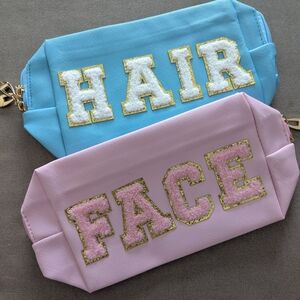 Hair & Face Accessory Pouches - Blue & Pink